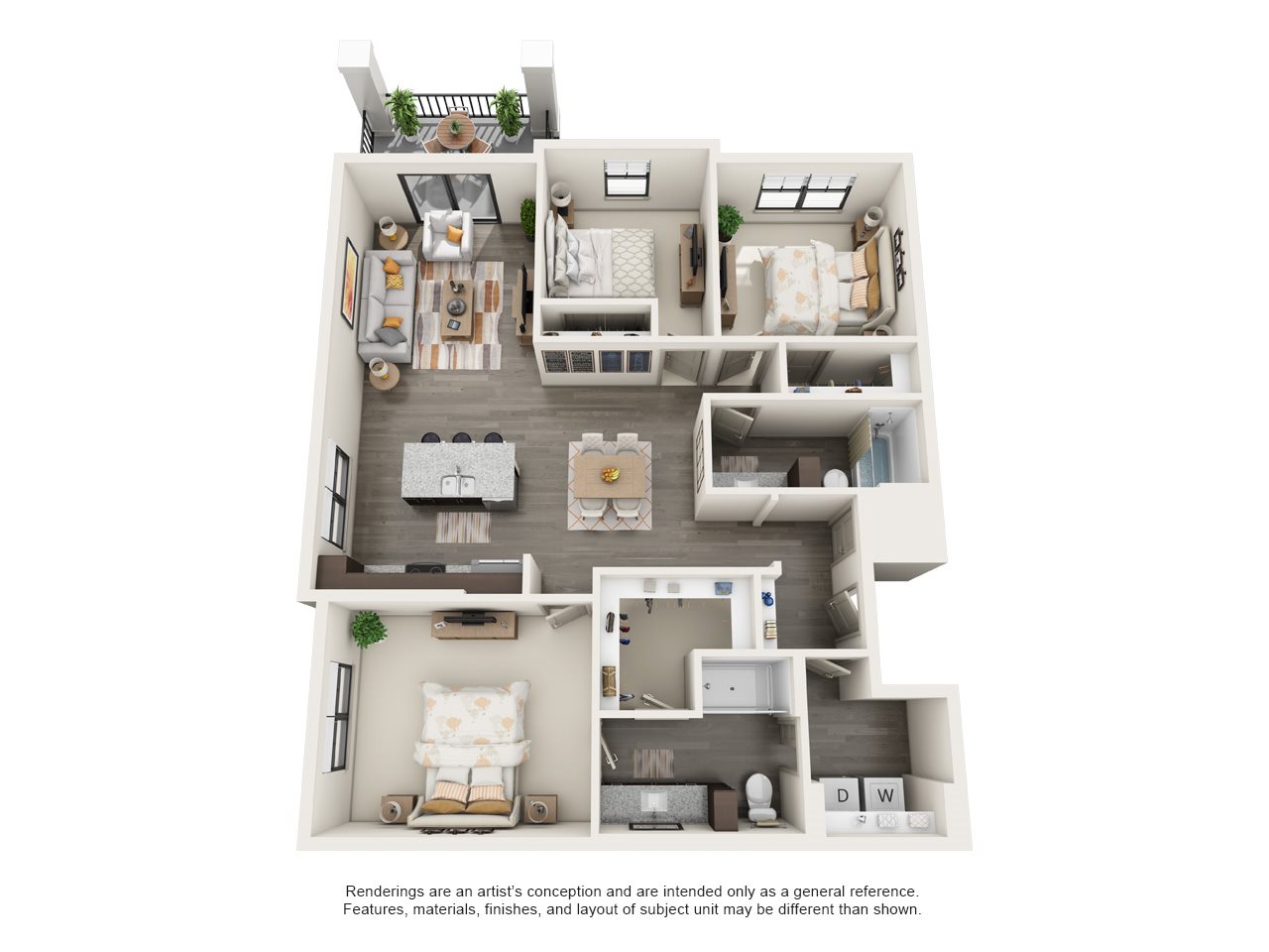 3 Bed 2 Bath (C1 Magnolia) Floor Plan 7